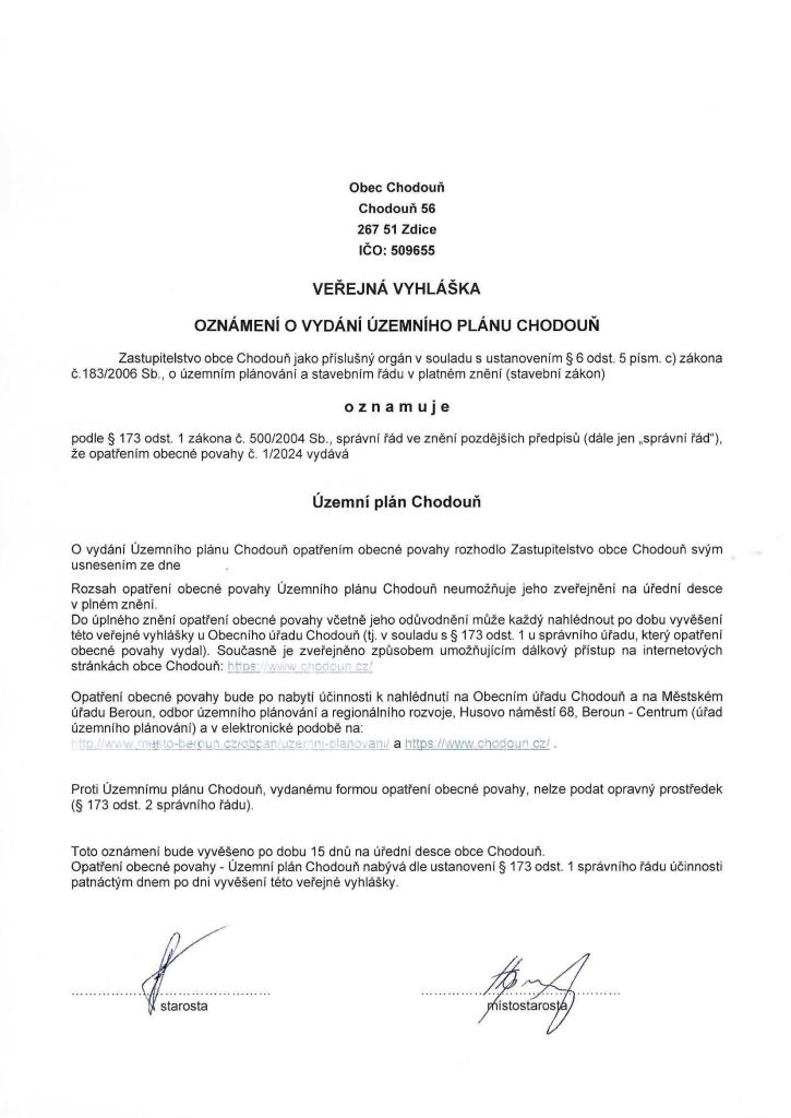 veřejná vyhláška